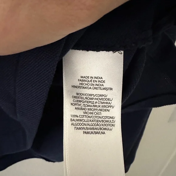 POLO RALPH LAUREN - Navy Long Sleeve Cropped Polo Shirt - Picture 5 of 6